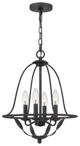Lampadario Industrial Nordico Bradbury Acciaio Grigio Cenere 4 Luci E14