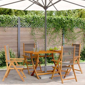 Sedie da giardino reclinabili 4pz grigie legno massello acacia