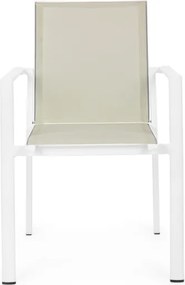 Sedia Da Esterno In Alluminio E Textilene Con Braccioli Konnor Bizzotto Bianca New CX24