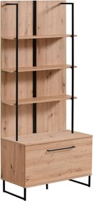 DODO - libreria moderna colore rovere con 4 mensole e un'anta