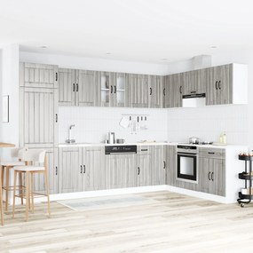 Armadio da cucina  'lucca' con doppi lavandini grigio sonoma in legno ingegnerizzato