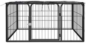 Box cani a 4 pannelli nero 100x50cm acciaio verniciato polvere