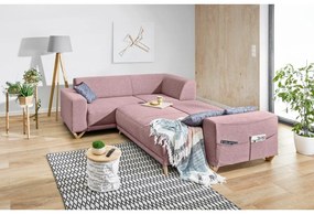 Divano angolare rosa allungabile e con contenitore (con penisola a sinistra/a L) Classy Sophie – Miuform