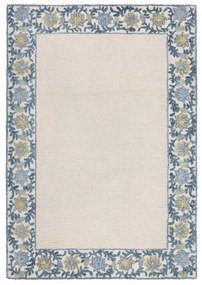 Tappeto blu/avorio in misto lana tessuto a mano 160x230 cm Myla Floral Frame – Flair Rugs
