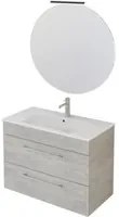 Mobile Bagno Sospeso 80 cm Lavabo e Specchio Bonussi Tucano Cemento Effetto Legno