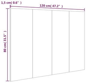 Testiera per Letto Nera 120x1,5x80 cm in Legno Multistrato