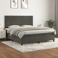 Giroletto a Molle con Materasso Grigio Scuro 180x200 cm Velluto 3143158