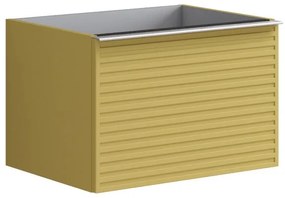 Mobile da bagno sotto lavabo Pixel stripes giallo laccato opaco L 60 x H 40 x P 45.5 cm 1 cassetto, lavabo non incluso