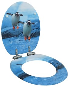 Tavoletta Wc Con Coperchio Chiusura Morbida Mdf Design Pinguino /