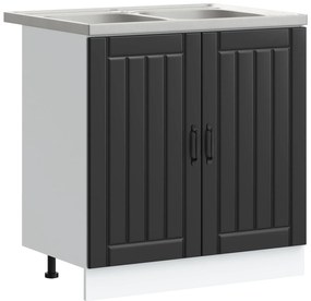 Armadio da cucina  &quot;&quot;lucca&quot;&quot; con doppio lavandino in legno ingenerizzato nero