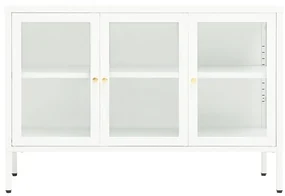 Credenza bianca 105x35x70 cm in acciaio e vetro