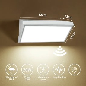 Brilagi-LED Lampada da parete esterna con sensore TRIANGLE LED/20W/230V bianco I