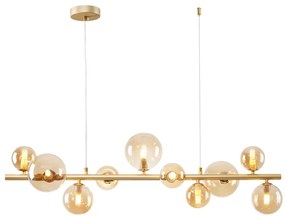 Lampadario Glamour Fenix oro paralume miele 10x G9 NOVECENTO