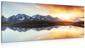 Stampa su tela – Tramonto abbagliante sul lago di montagna