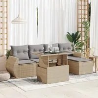 Set Divano da Giardino 6 pz con Cuscini Beige in Polyrattan 3326620