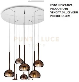Beba  lampadario a sospensione tondo 5 luci vetri bronzo attacco g9...