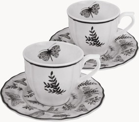 Set tazzine e piattini in ceramica Sonia, set da 4