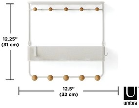 Appendiabiti da parete in metallo bianco naturale con ripiano Estique - Umbra