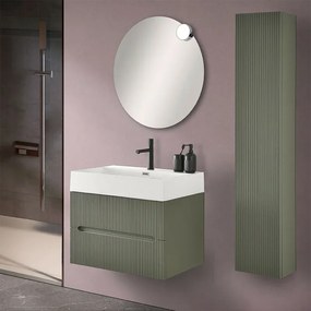 Mobile bagno sospeso cannettato 70 cm verde con specchio Bali