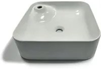 Lavabo da appoggio ceramica bianco quadrato lavandino lavello arredo 43x43x12 cm