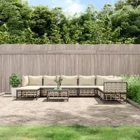 Set Divani da Giardino 9 pz con Cuscini Antracite in Polyrattancod mxl 76576