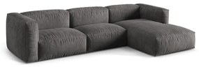 Divano angolare componibile grigio (con penisola a destra/con chaise lounge) con rivestimento in velluto Martina – Micadoni