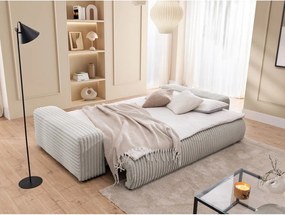 Divano grigio chiaro allungabile/con contenitore con rivestimento in velluto a coste 260 cm Justin – Ropez