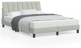 Letto Con Materasso Grigio Chiaro 120x200 Cm İn Velluto /