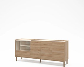 Cassettiera di colore naturale con effetto rovere 180x75,5x44 cm Monza – Marckeric