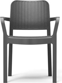 Sedia Da Giardino Impilabile Con Braccioli In Resina Effetto Intrecciato Bella Keter Graphite