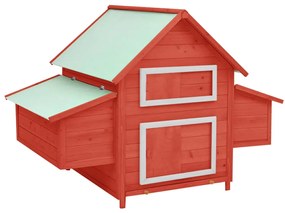 Pollaio Rosso E Bianco 150x96x110 Cm Legno Massello Di Abete /