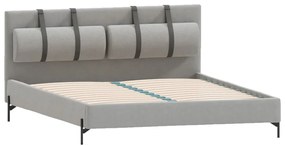 Letto matrimoniale imbottito grigio chiaro con griglia 200x200 cm Tulsa - Ropez