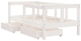 Giroletto bambini con cassetti bianco 70x140cm massello di pino