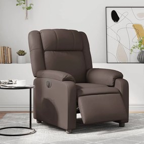 Poltrona Reclinabile Elettrica Marrone İn Similpelle /