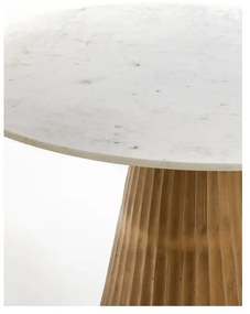 Tavolo da pranzo rotondo in bianco e bronzo con piano in marmo ø 100 cm Leyda - Light &amp; Living