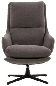 Poltrona girevole NEW ARLEY in tessuto grigio e base in metallo nero