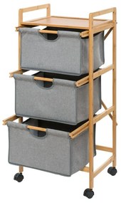Scaffale grigio/colore natuarale in bambù con 3 cassetti da bagno 44x96 cm Bahari – Wenko