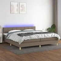 Letto a Molle Materasso e LED tortora 200x200cm in Tessuto cod mxl 58221