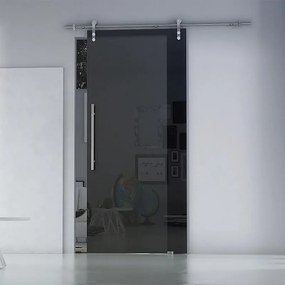 Porta scorrevole reversibile Fumè Traparente in vetro nero, L 96 x H 215 cm, con binario Lux