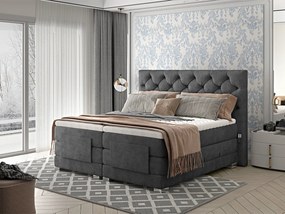 Letto motorizzato matrimoniale boxspring Manhattan - 160 x 200 cm , Tessuto grigio