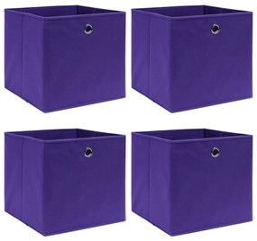 Scatole Portaoggetti 4pz Viola 32x32x32 Cm Tessuto /