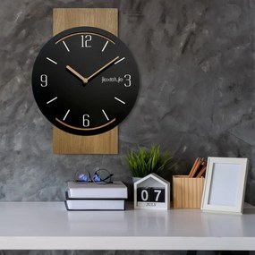 Orologio da parete in rovere GEOMETRIC - nero