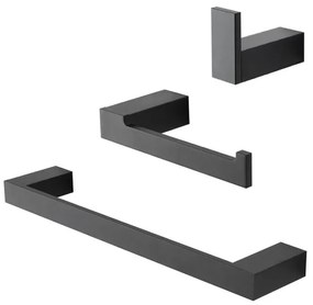 Set con appendino, porta rotolo e porta salviette a muro nero Sky
