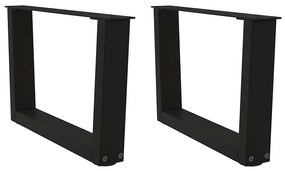 Gambe Per Tavolo Da Pranzo A V 2 Pz Nero 60x(30-31,3)cm Acciaio /
