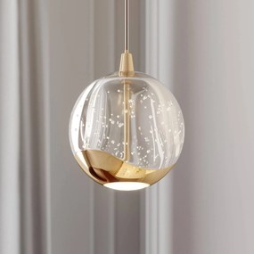 Lucande Lampada LED a sospensione Hayley, Ø 9 cm, color oro, vetro