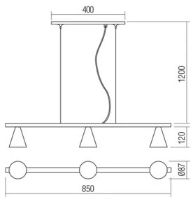 Redo 01-2218 - Lampadario a sospensione con filo ZUMA 3xGU10/15W/230V nero/oro