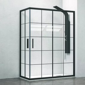 Box doccia colore nero 140x90 vetro a quadrati neri NICO-B1000 - KAMALU