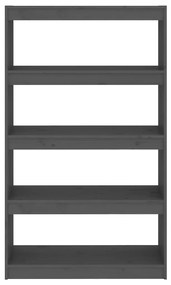 Libreria/divisorio grigio 80x30x135,5 cm in massello di pino
