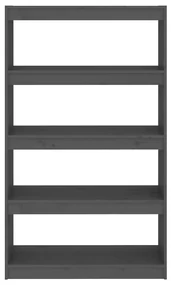Libreria/divisorio grigio 80x30x135,5 cm in massello di pino
