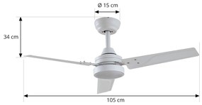 Ventilatore da soffitto Lindby LED Aerallo, bianco, CCT, silenzioso